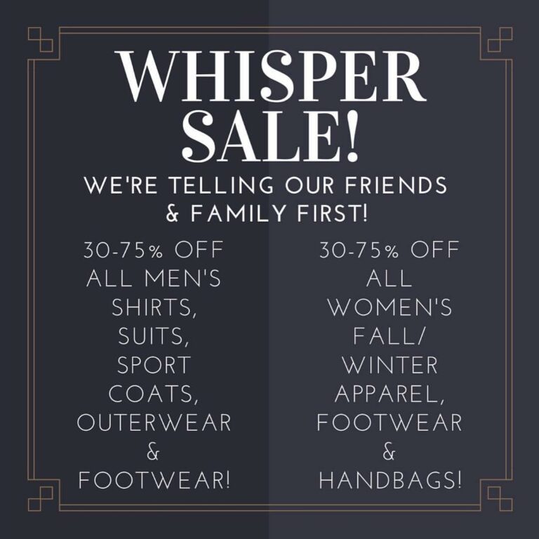 Whisper Sale Happening at Raffkind’s